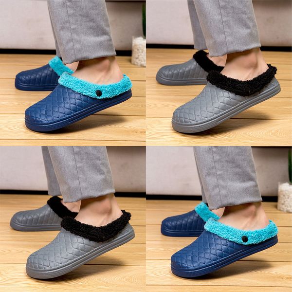 

sagace slippers 2020 men's large size casual home plus velvet warm comfortable cotton slippers indoor home soft winter shoes #45, Black