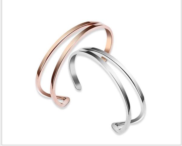 

titanium steel bracelet open stainless steel 18k rose gold bracelet, Golden;silver