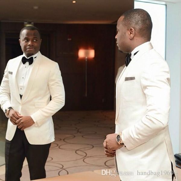 

new arrivals one button ivory groom tuxedos groomsmen shawl lapel man blazer mens wedding suits (jacket+pants+tie) d:53, Black;gray