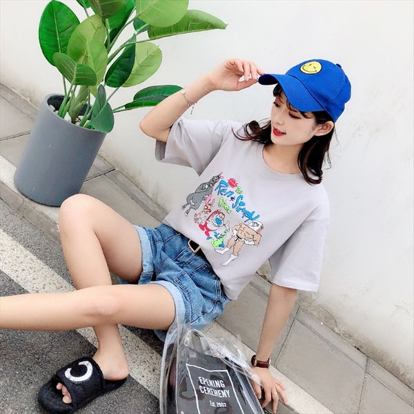 

супер огонь cec хлопок серый футболка с коротким рукавом летняя одежда 2020 короткими рукавами футболки женские ины модные женские, White