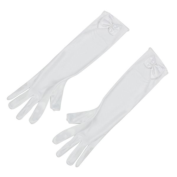 

pair long white satin bow tie gloves for children weddings s