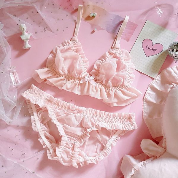 

strawberry printing heart star noble girl bralette lingerie and panties ultra-thin women underwear set chiffon lace bra set, Red;black