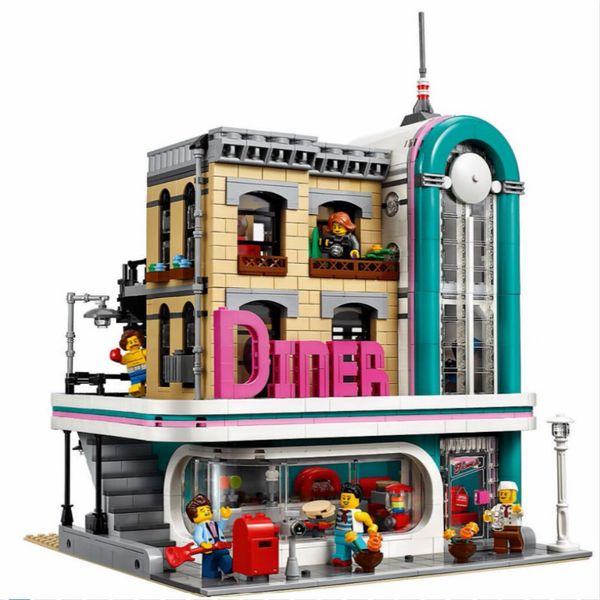 

15037 creator the downtown diner set genuine streetview city street building blocks bricks toys compatible with 10260