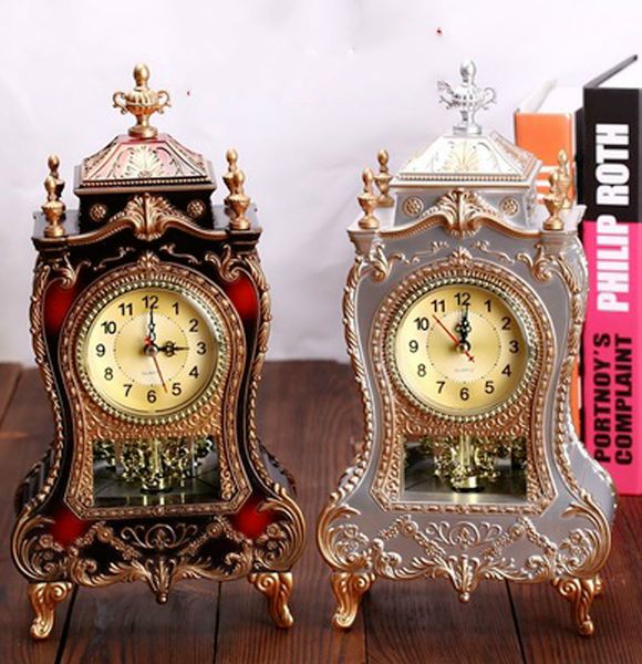 2019 Vintage Desk Alarm Clocks Classical Royalty Living Room Tv Cabinet Desk Imperial Furnishing Creative Sit Pendulum Retro Clock From Greenliv