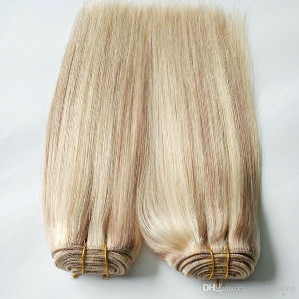 

malaysian virgin hair straight piano color 27 613 blonde virgin hair weave bundles 100g 1pcs human hair extensions double weft, Black