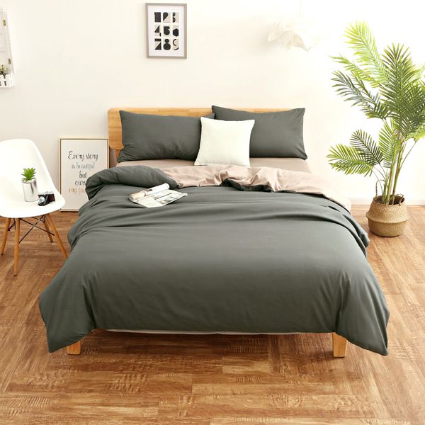 

european style bedding 4pcs home imitation silk solid color bed cover king  size ice quilt cover bed sheet pillowcase