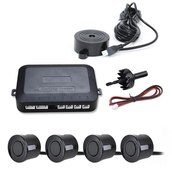 

12v car parking sensor kit reverse backup radar sound alert indicator probe system 4 probe beep sensor car detector