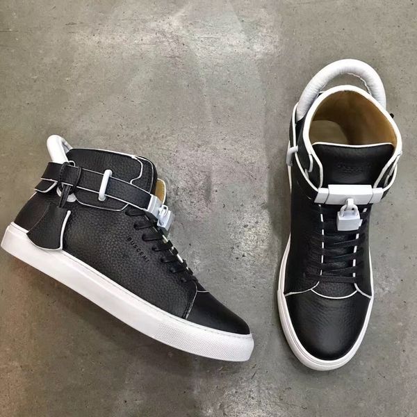 

luxurious brand lock sneakers shoes white black genuine leather platform sneaker busce 100mm dusty casual shoes