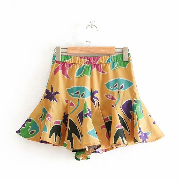 

cc35-9203 european and american fashion stacked decorative printed shorts, White;black