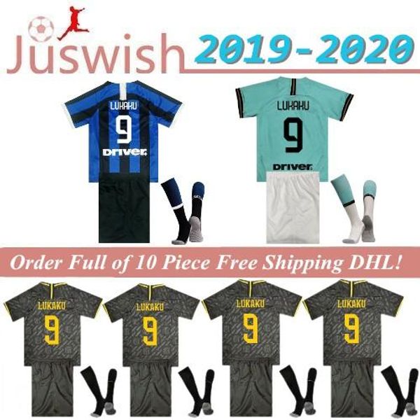 

lukaku alexis inter skriniar barella soccer jerseys 2019 2020 milan maillot de foot lautaro godÃ­n kids kit socks 19 20 football shirts, Black