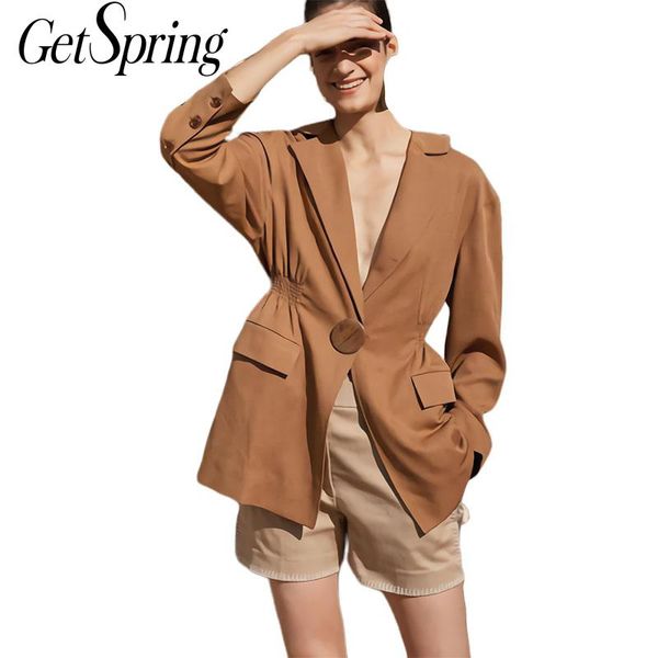

getspring women coat women suit coats bandage irregular blazers jackets vintage all match oversized blazer coats 2019 new, White;black