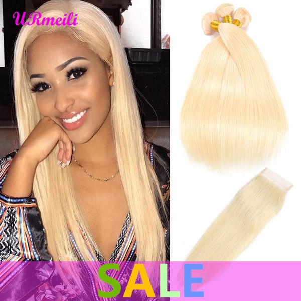 2019 9a Honey Blonde Virgin Hair Bundles With Closure Brazilian