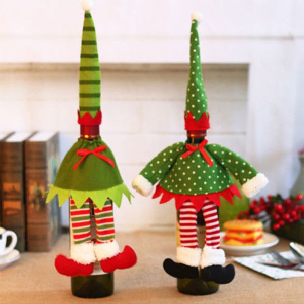

2pc/set wine bottle cover xmas santa table decor christmas bottle cap party gift