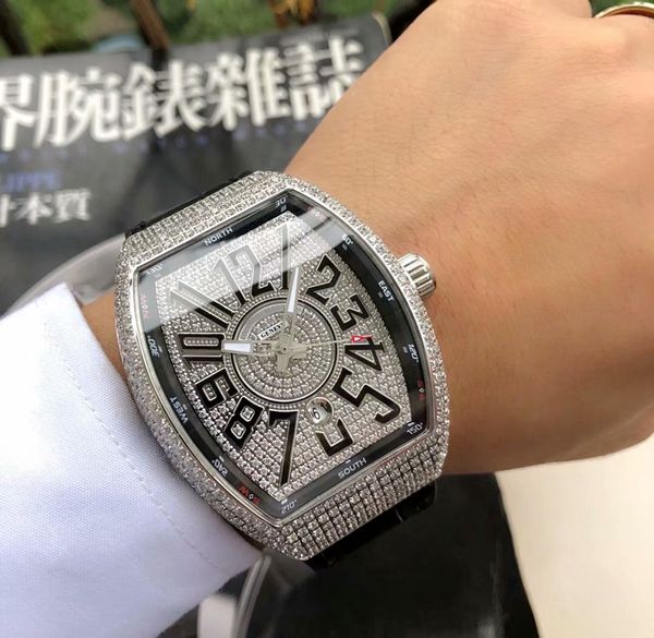 

Top luxury brand diamond mechanical men's watch fashion diamond surface rubber watchband size 39*55mm luxury fashion