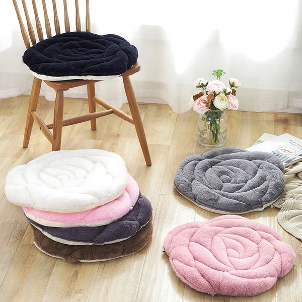 

round rose plush velvet cushion chair home floor chair decor anti-skid bay futon cushions pad car mat chair anti-decubitus solid color