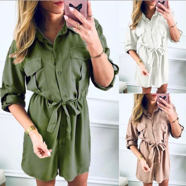 

Womens Shirt Dress Spring and Autumn Womens Slim Long Casual Dress with 3 Colors Asian Size S-3XL
