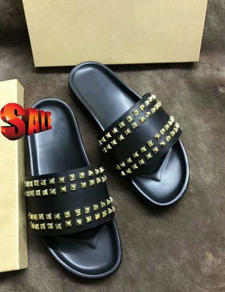 

donna studded willow nail slippers designer willow nails soft bottom rubber slippers men flat slippers, Black