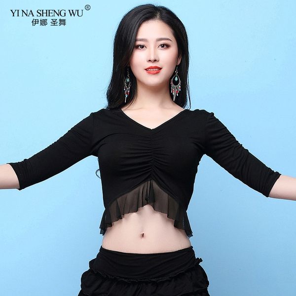 

belly dance colthing half sleeve v-neck belly dance modal for women/female costume performance wears new, Black;red