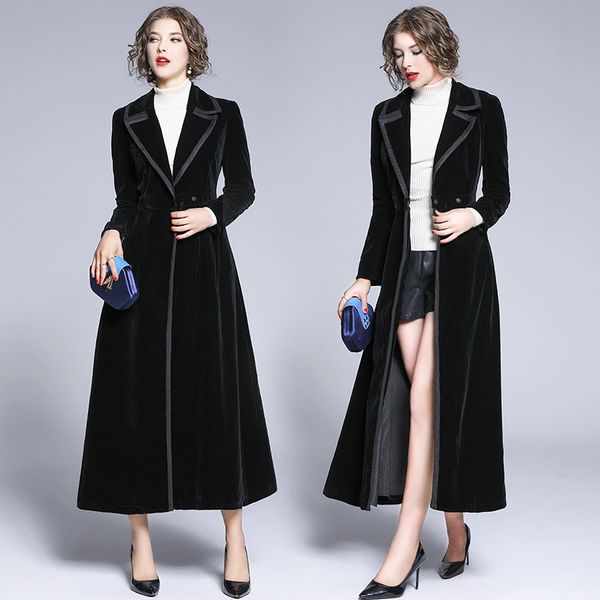 

s-3xl plus size vintage loose long button coat female lapel cotton coat black oversize jacket spring winter women's velvet coats, Tan;black
