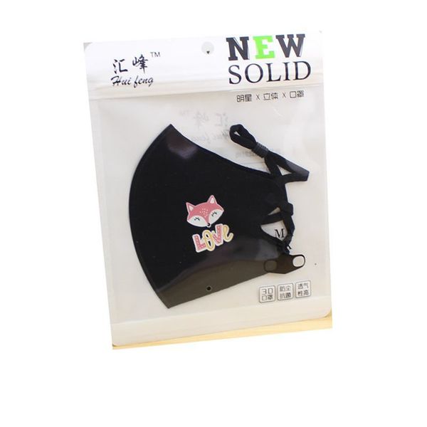 

in stock children's adjustment masks kids buckle stereo ice silk face mask with packaging bag cotton anti dust dustproof printing