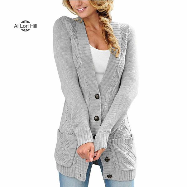 

women's warm long sleeves open front button cable casual loose knit pocket long sweater cardigan winter clothes, White;black