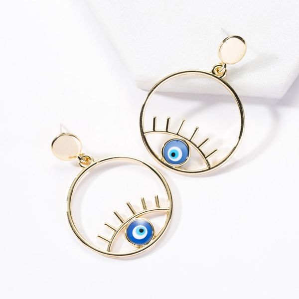 

2019 new alloy earring women round resin eye female european style gold simple big geometric earrings jewelry for girls, Silver