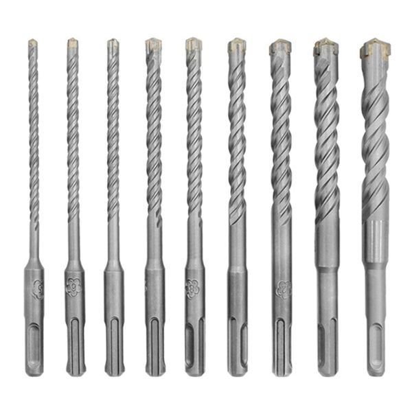 9pcs Cross Electric Concrete Brick Stone Home Carbide Alloy Round Handle Rotary Durevole Mini Clinker Drill Set