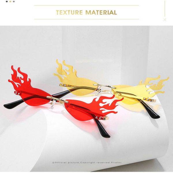 

firewave очки мода огонь волна пламени солнцезащитные очки женщины мужчины rimless вс очки очки роскошные тенденции wide side party nncwu el