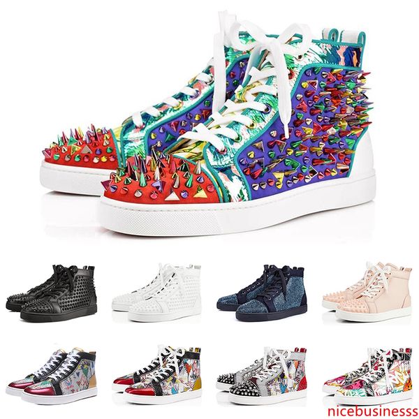 

designer fashion luxury s shoes studded spikes flats sneakers for men women black white party lovers casual sneaker size 36-47