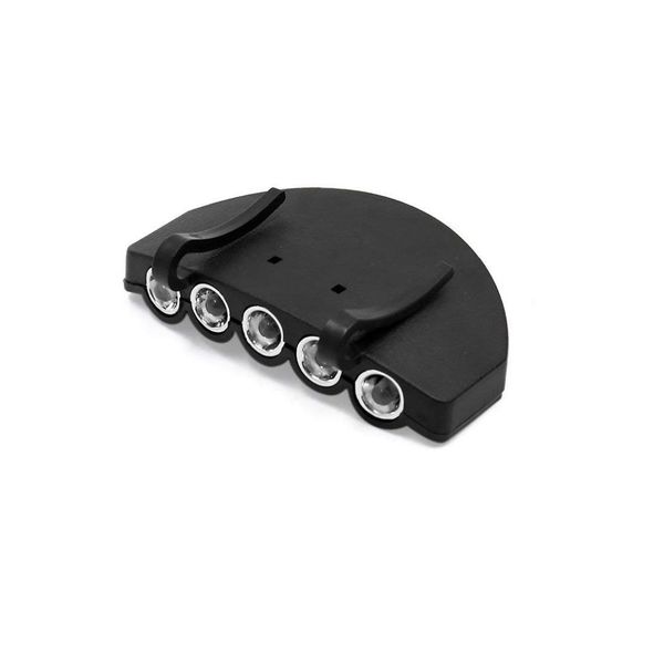 

uxcell black plastic 5 white led bulbs on-off type clip on outdoor cap hat light