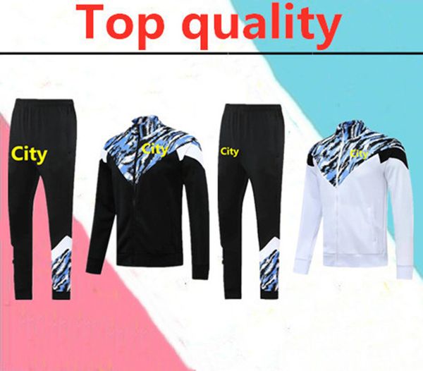 

2020 2021 man city long zipper soccer jacket tracksuit 2020 2021 city de byuyne kun aguero football jacket training suit, Black