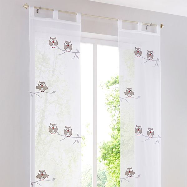 

2017 bonprix spring summer use embroidery style owl pattern tie up roman window curtain for living room volie sheer curtain