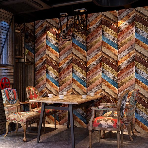 

retro vintage faux wood wallpaper 3d american background personality coffee restaurant ktv scandinavian wallpaper
