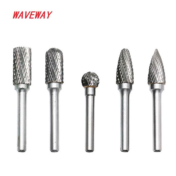 

waveway 5pcs/set head 6x10mm cnc tool grinders accessories tungsten carbide rotary file woodworking milling cutter polishing