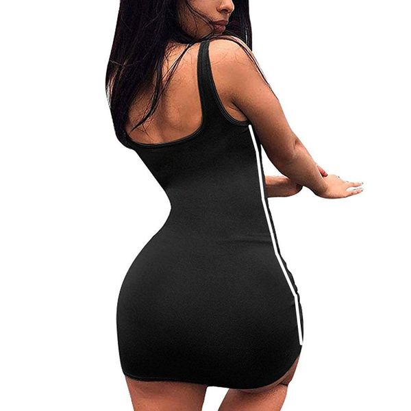 

dropshipping cotton party dress women sleeveless elastic mini dress vintage summer bodycon club wear vestidos, Black;gray