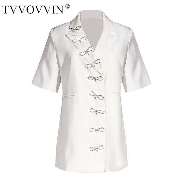 

tvvovvin новый 2020 лето шлиф с алмазным луком приталенного tops hidden-однобортный с коротким рукавом лоскутной мода a972, White;black