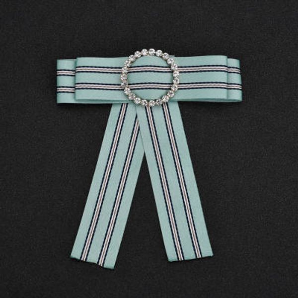 

vintage college wind bowknot false collar tie rhinestone striped ribbon tie fabric corsage brooch for women b354, Gray