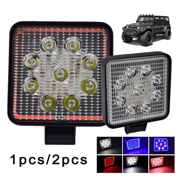 

1pc/2pcs dc 9-36v 27w atv uaz suv 4wd 4x4 truck tractor off-road halo led work light bulbs roof engineering lamp spot light