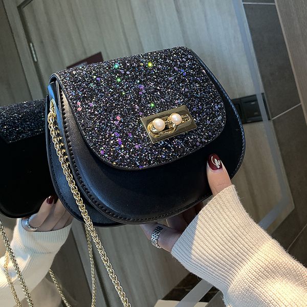 

luxury handbag women's handbag designers brand for teenage girl quality pu leather saddle bag sequined shoulder messenger bags