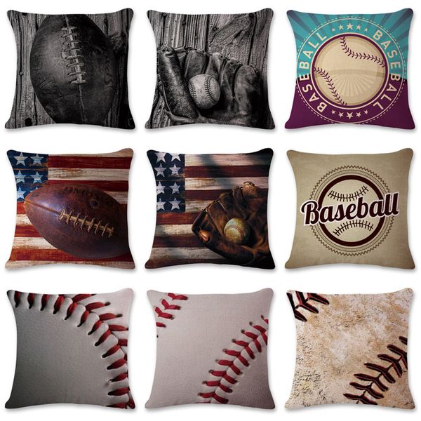 Baseball Pillow Case Softball Football Pillow Covers Vintage Flag