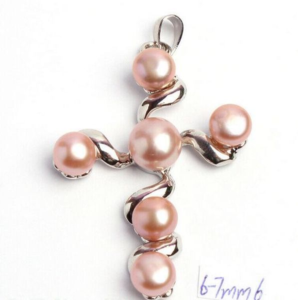 

wholesale 6-7mm natural 4 color freshwater pearl fashion pendants 1pcs, Silver