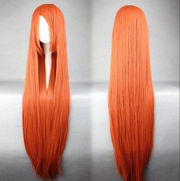 

wig new light jacinth long straight cosplay fashion hair wigs 100cm, Black;brown