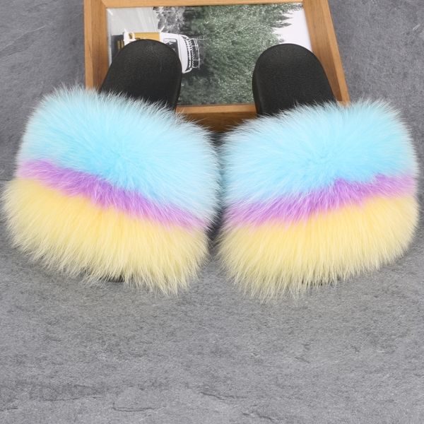 

real fur slippers fur fluffy slippers fur slippers wholesale, Black