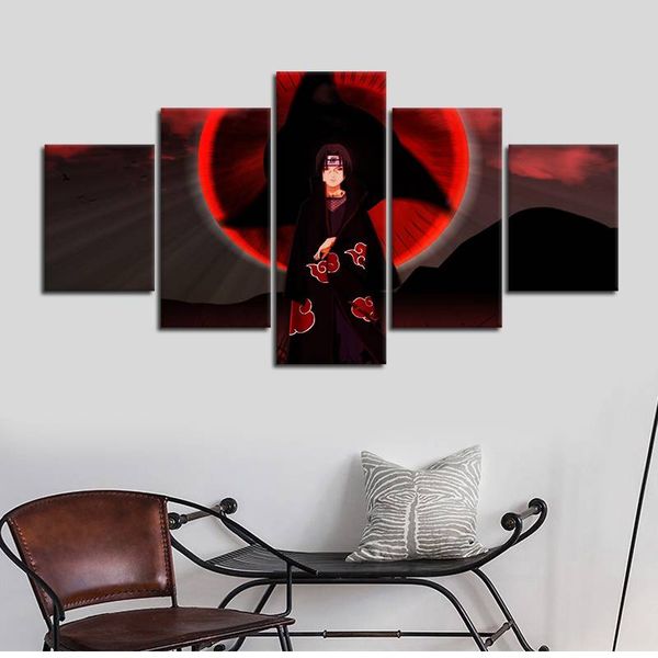 

5pcs/set unframed naruto ninja itachi red eye hd print on canvas wall art painting for living room decor