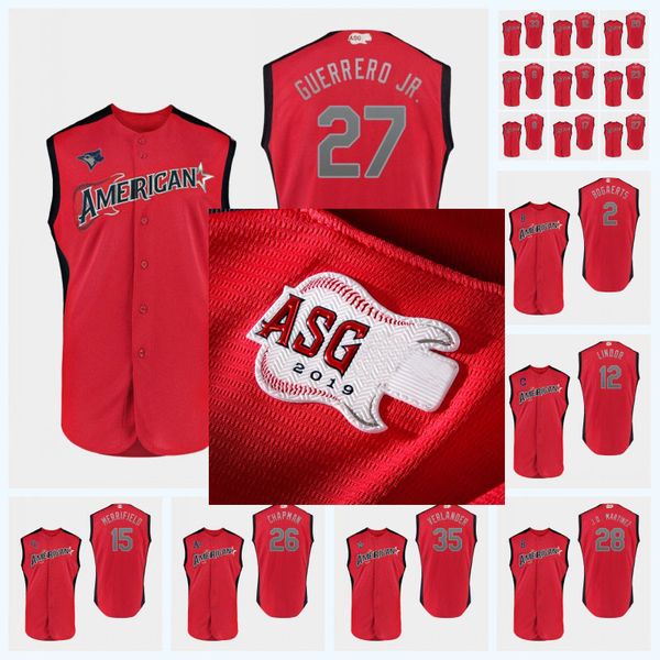 

27 Vladimir Guerrero Jr. 2019 All-Star Game Jersey 26 Matt Chapman 15 Whit Merrifield 2 Xander Bogaerts 12 Lindor 28 J.D. Martinez