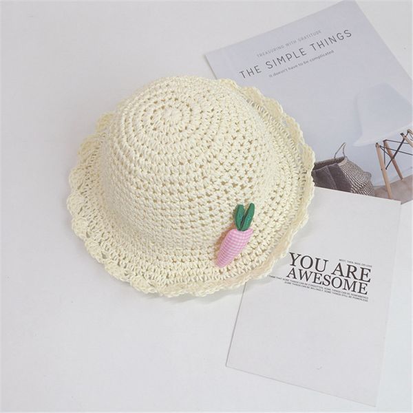 

baby summer hat outdoor bucket hat kids children carrot panama cap sun beach caps lovely straw ha baby girl sun, Yellow