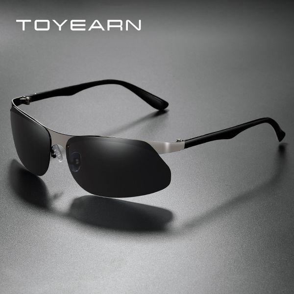 

toyearn vintage men's half frame rectangular sunglasses black men's classic driving goggles fishing sports sun glasses, White;black