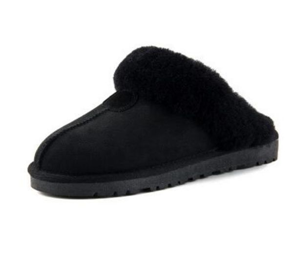 

women slides winter luxury designer indoor fur brand womens warm sandals slippers house flip flops with spike sandal 34-45, Black