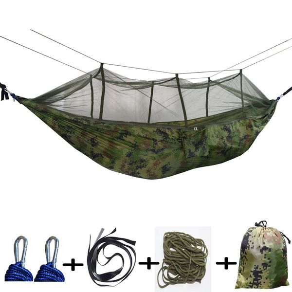 Mosquito Net Hammock 12 Cores 260 * 140 cm Outdoor Parachute Field campo Camping Barraca De Camping Balanço Pendurado Bed