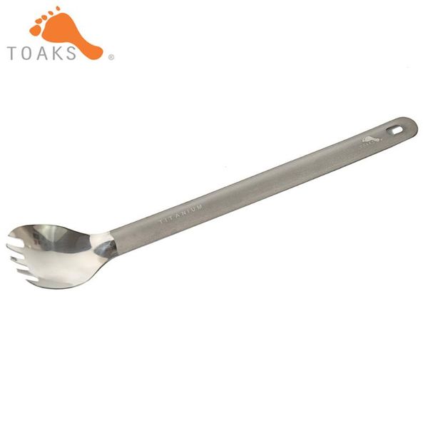 

toaks slv-14 titanium long handle spork with polished bowl outdoor picnic and household dual-use tableware spoon 220mm 19g